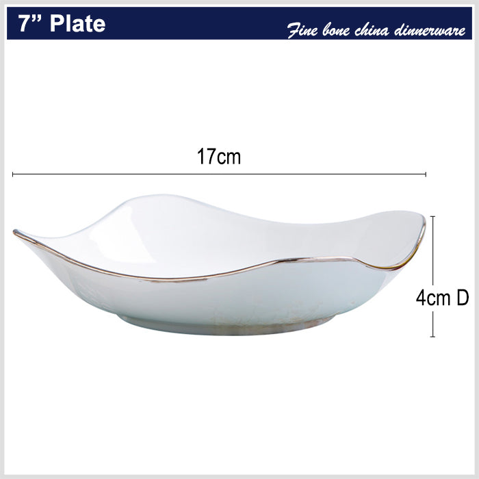 Bone China Octagon Plate - Curved Edge with Upward Angles