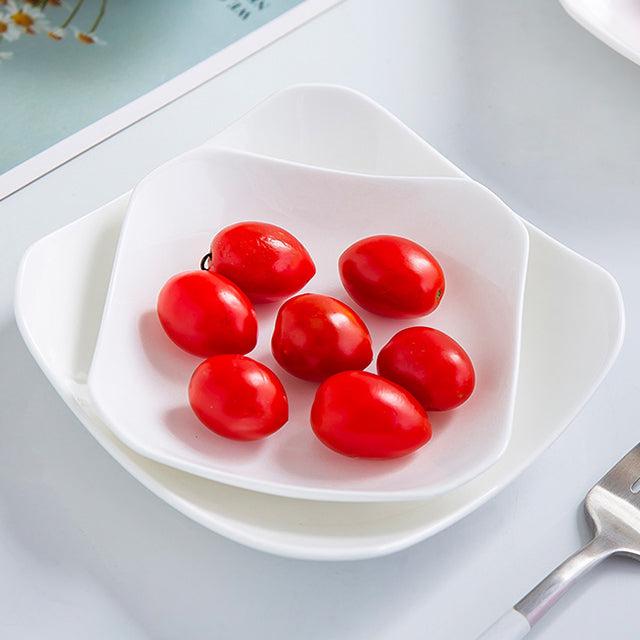 Bone China Octagon Plate - Curved Edge & Upward Angles