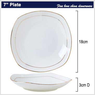 Bone China Deep Plate - Square with Curved Edge