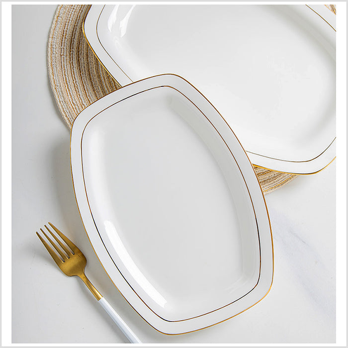 Bone China Fish Platter - Rectangle with Curved Edge