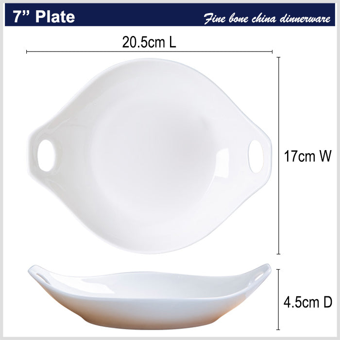 Bone China Deep Plate with Ears - in Creamy White