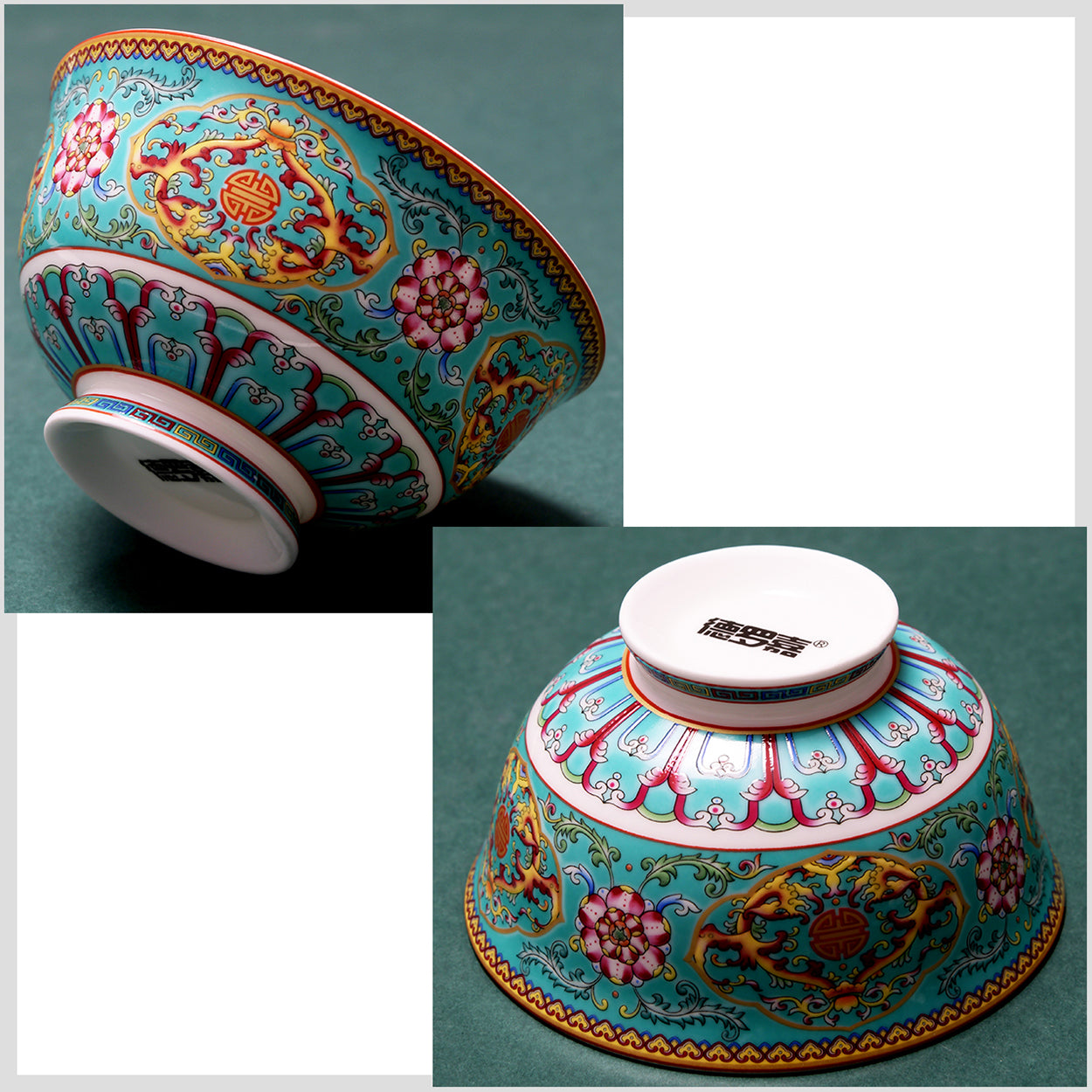 Luxury Bone China Dining Ware Collection - Enameling of Decorative Motif in Turquoise