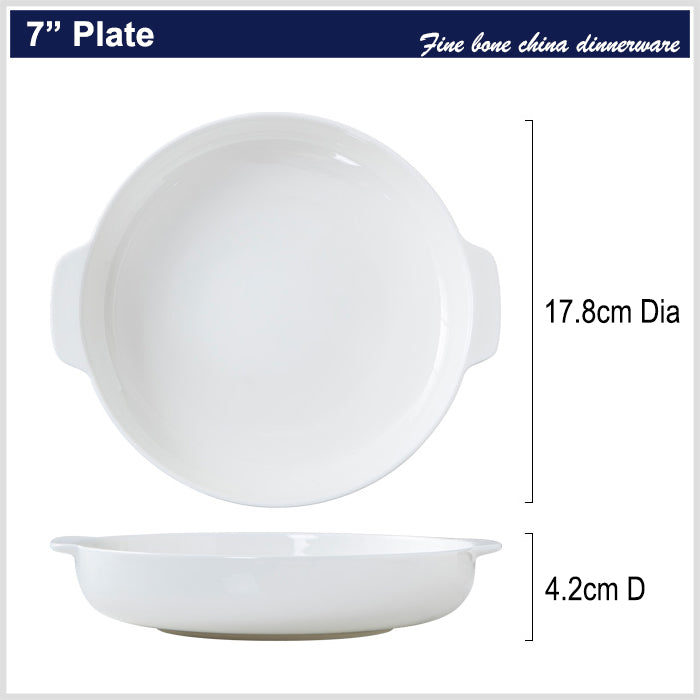 Bone China Dinnerware - Earred Dish in Creamy White