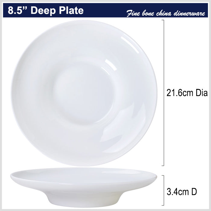 Bone China Dinnerware - Concave Plate in Creamy White