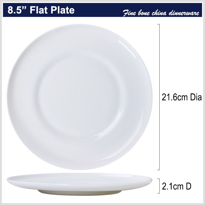 Bone China Dinnerware - Concave Plate in Creamy White