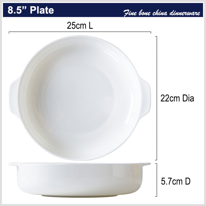 Bone China Deep Dish with Ears - in Creamy White