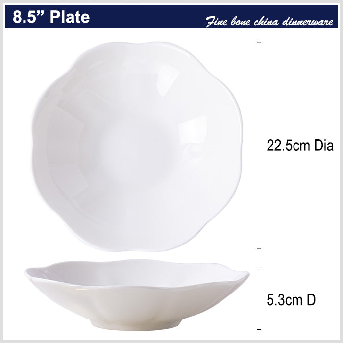 Bone China Deep Plate - with Scalloped Edge