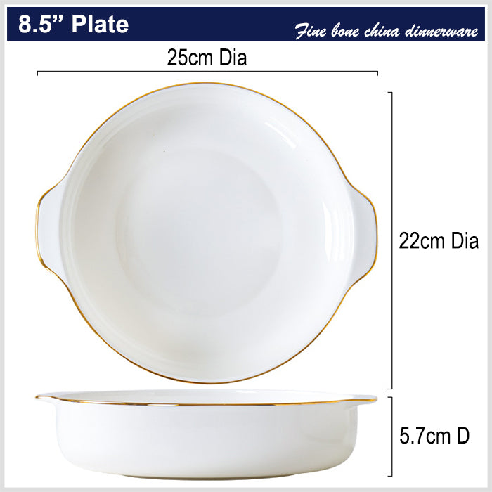 Bone China Deep Dish - with Ears & Gold Rim