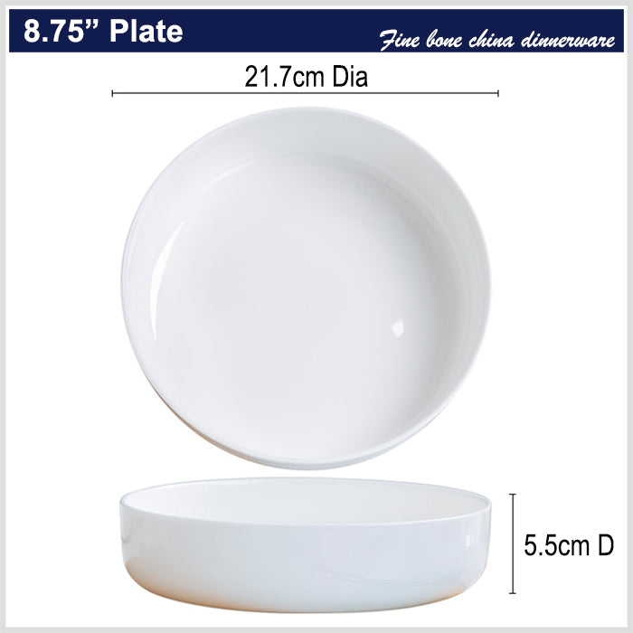 Bone China Dinnerware - Round Plate in Creamy White