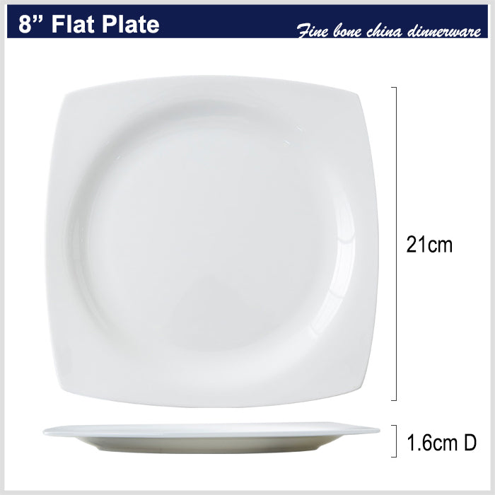 Bone China Dinnerware - Square Plate & Concave Circle