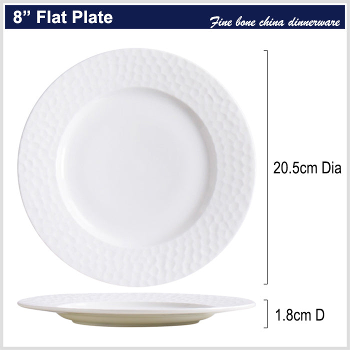 Bone China Round Plate - Golf Shaped Surface