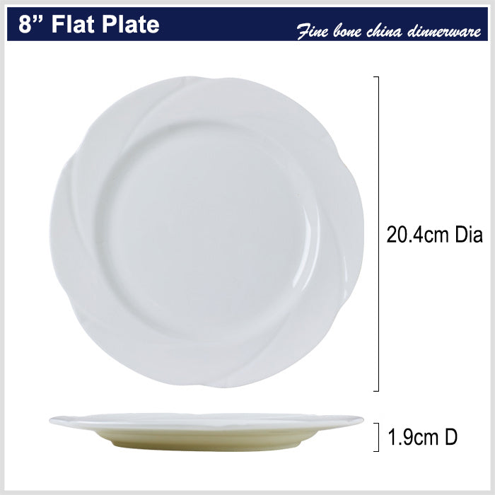 Bone China Dinner Plate -  Scalloped Rim & Carving on Front Edge