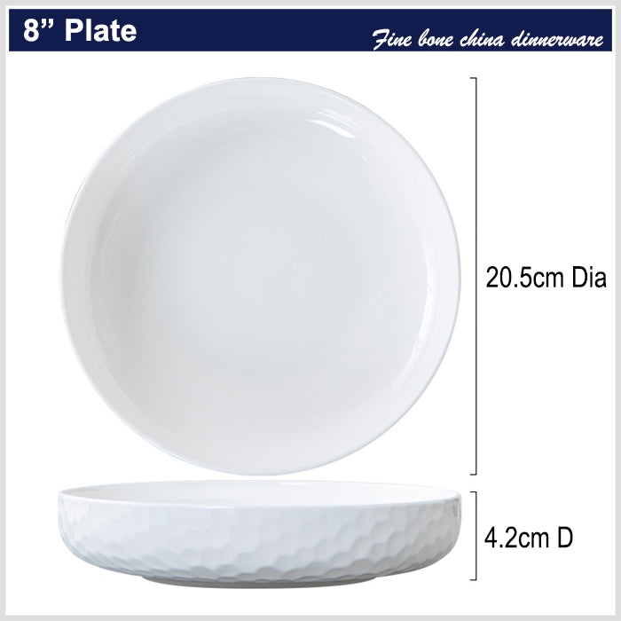 Bone China Round Plate - Golf Shaped Surface