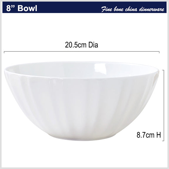 Bone China Ribbed Bowl - in Creamy White