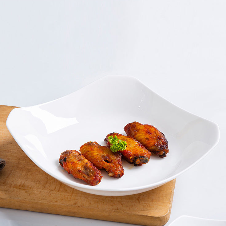 Bone China Octagon Plate - Curved Edge & Upward Angles