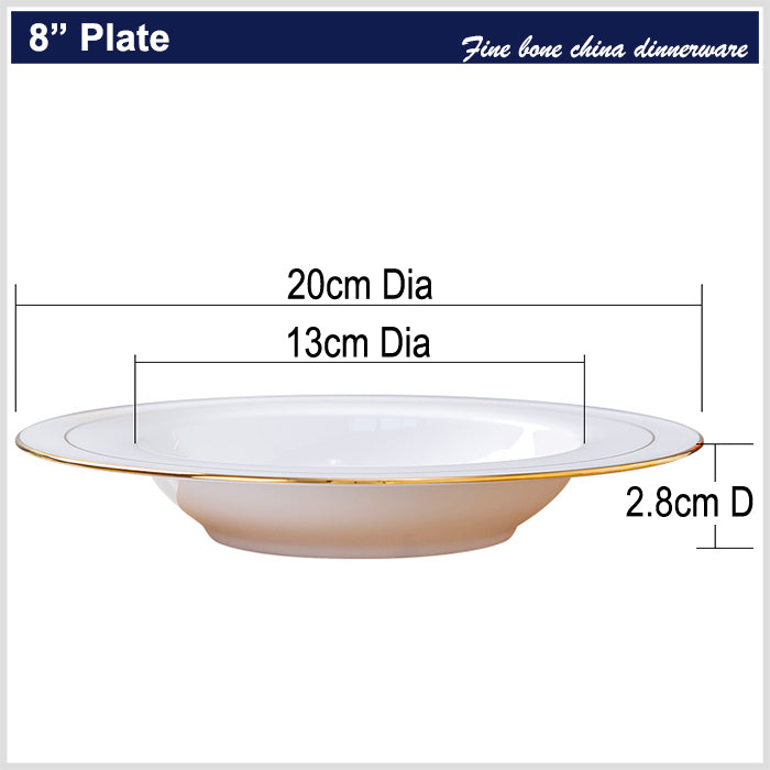 Bone China Dinnerware - Straw Hat Plate with Gold Rim