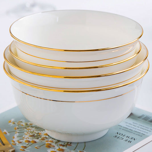 Bone China Bell Bowl - White with Gold Rim & Foot