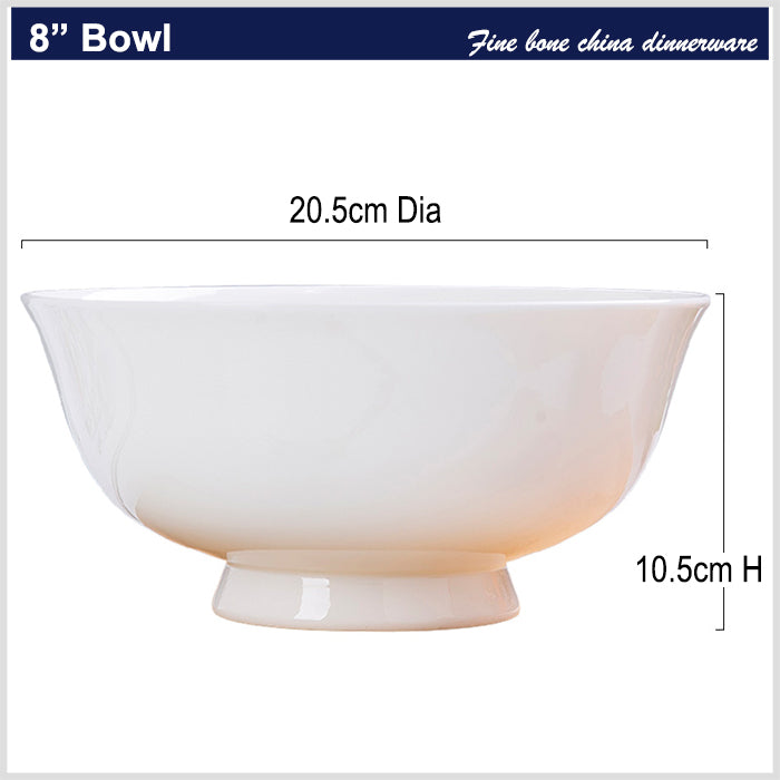 Bone China Round Bowl - Cream White with Foot