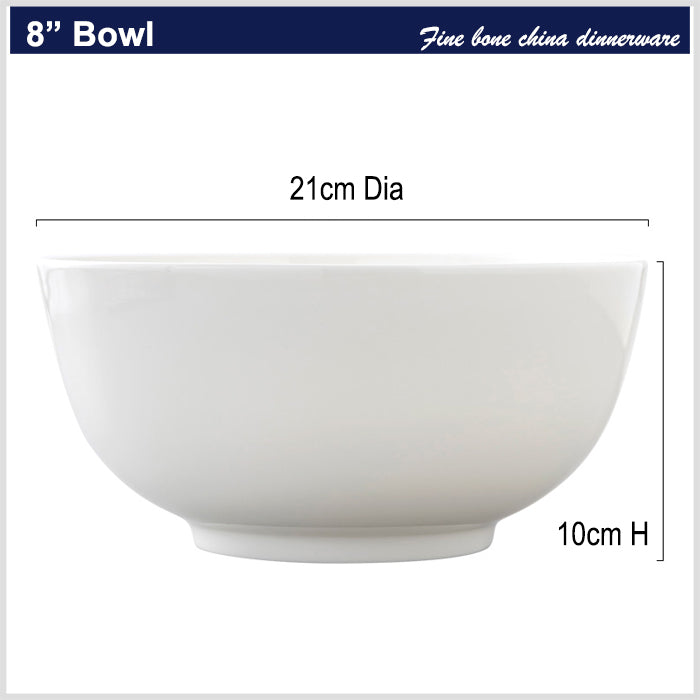 Bone China Round Bowl - Creamy White with Foot