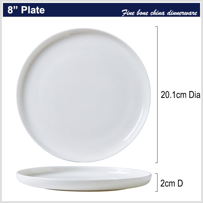 Bone China Dinnerware - Flat Plate in Creamy White