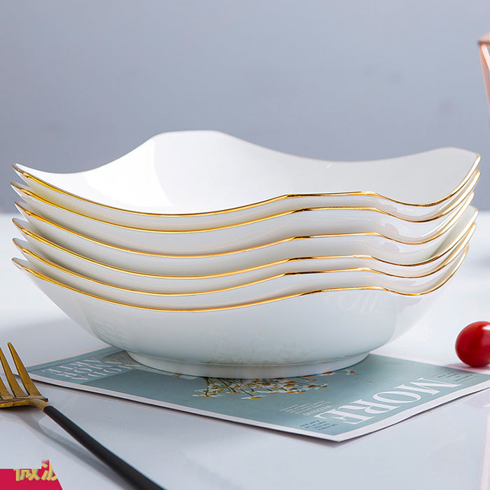 Bone China Octagon Plate - Curved Edge with Upward Angles