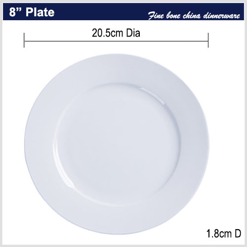 Bone China Flat Plate - Creamy Snow White