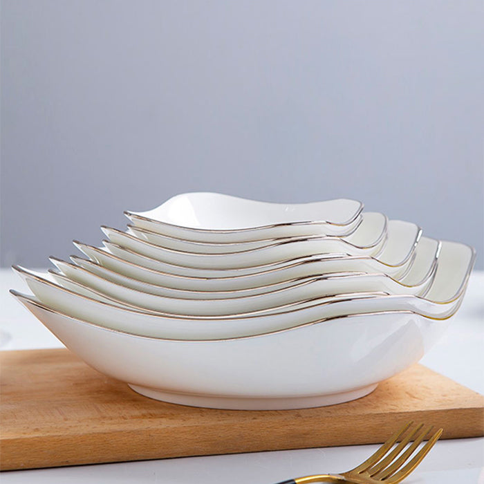 Bone China Octagon Plate - Curved Edge with Upward Angles