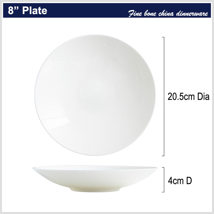 Bone China Dinnerware - Deep Plate in Creamy White