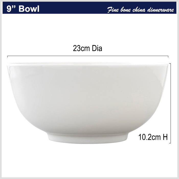 Bone China Round Bowl - Creamy White with Foot