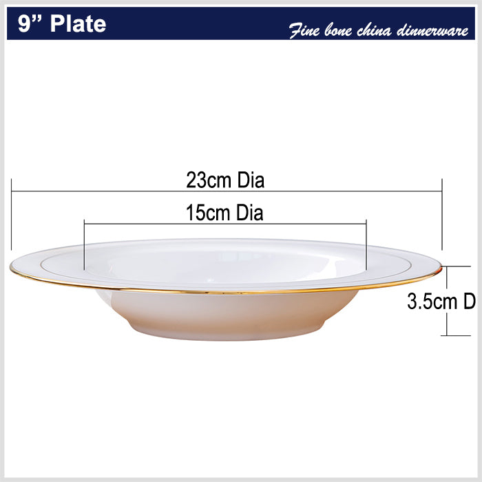 Bone China Dinnerware - Straw Hat Plate with Gold Rim