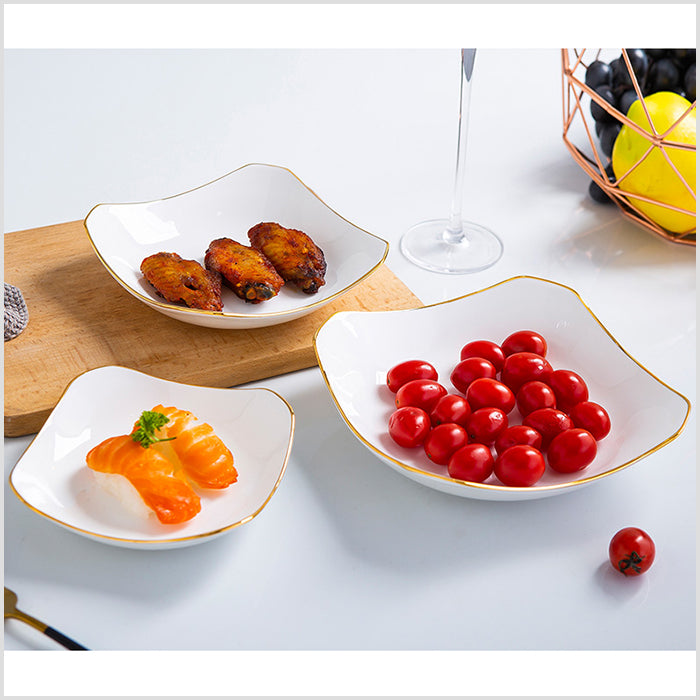 Bone China Octagon Plate - Curved Edge with Upward Angles