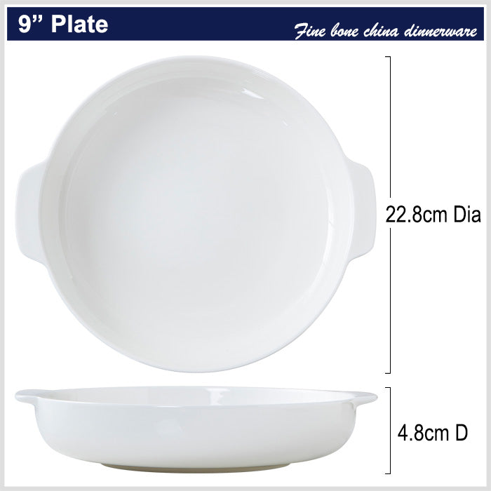 Bone China Dinnerware - Earred Dish in Creamy White