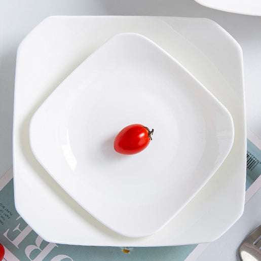 Bone China Octagon Plate - Curved Edge & Upward Angles