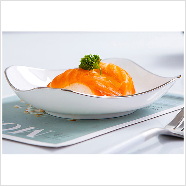 Bone China Octagon Plate - Curved Edge with Upward Angles