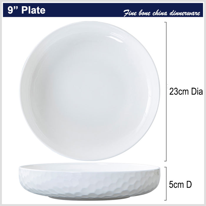 Bone China Round Plate - Golf Shaped Surface