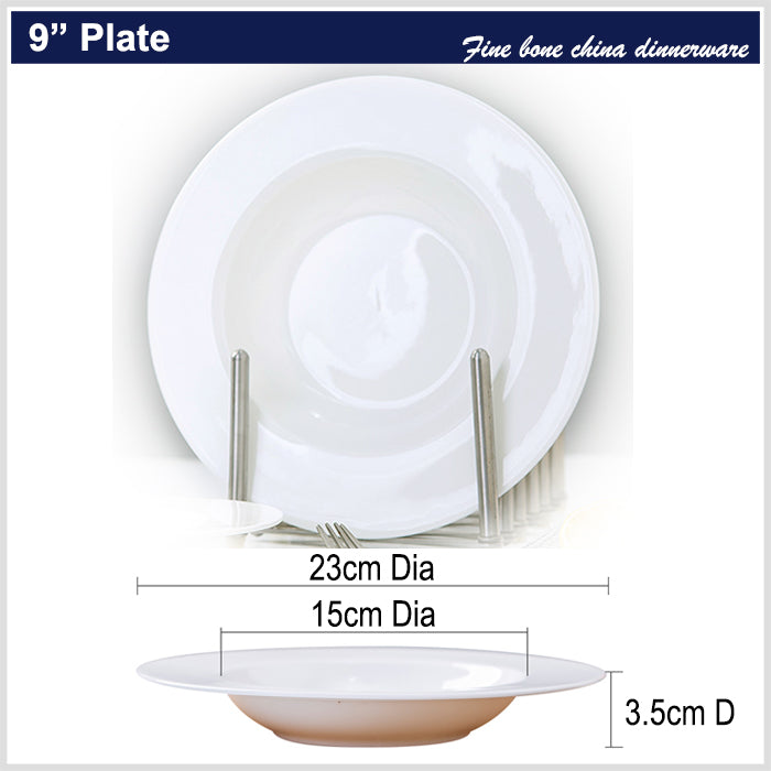 Bone China Dinnerware - Straw Hat Plate in Creamy White