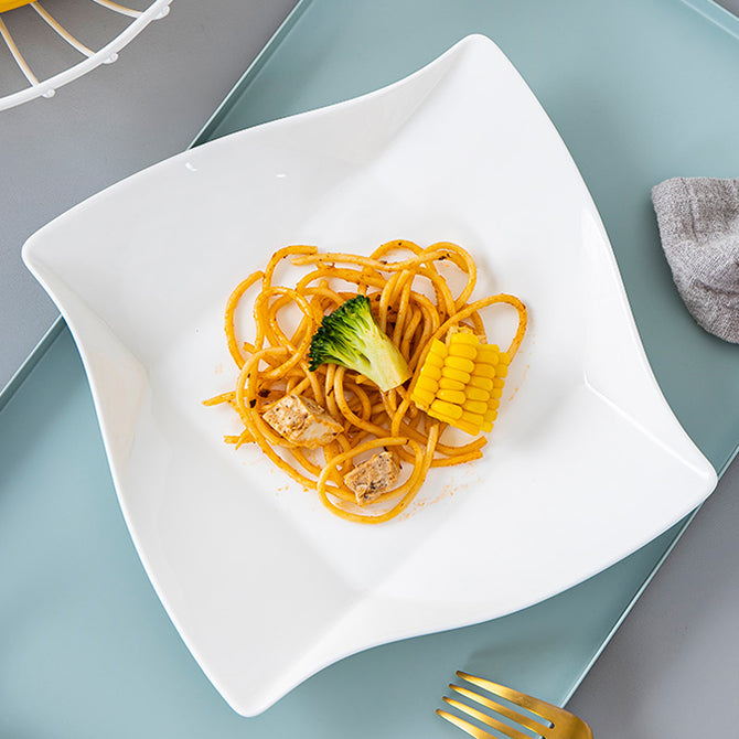 Bone China Dinnerware - Origami Plate in Creamy White