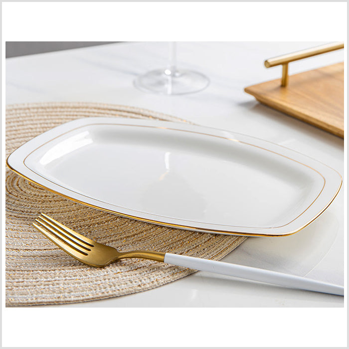 Bone China Fish Platter - Rectangle with Curved Edge