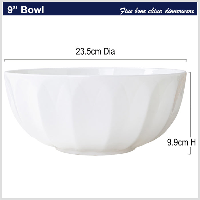 Bone China Tableware - Ribbed Bowl in Creamy White